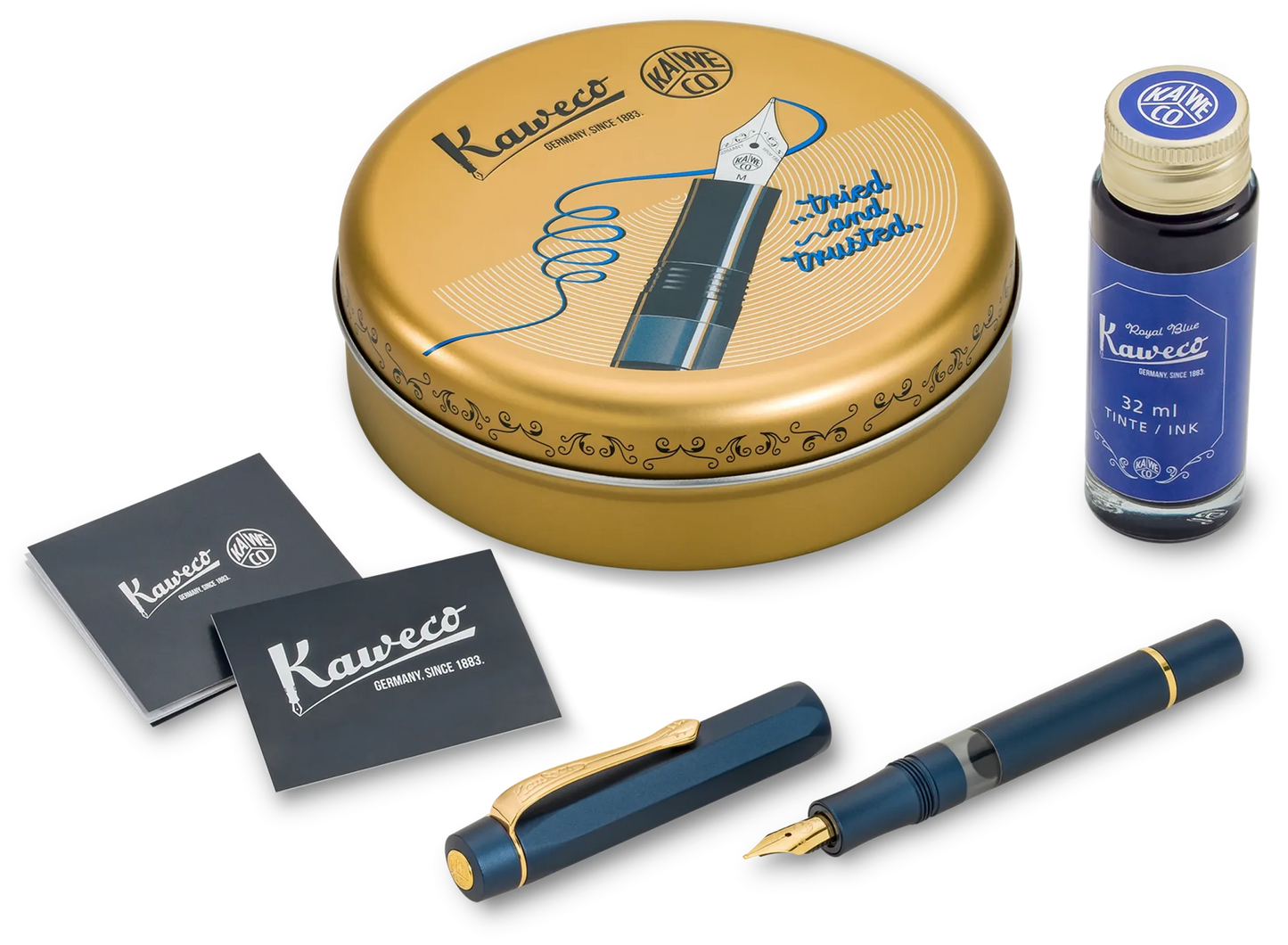 Kaweco PISTON SPORT AL Starter Set Navy/Gold