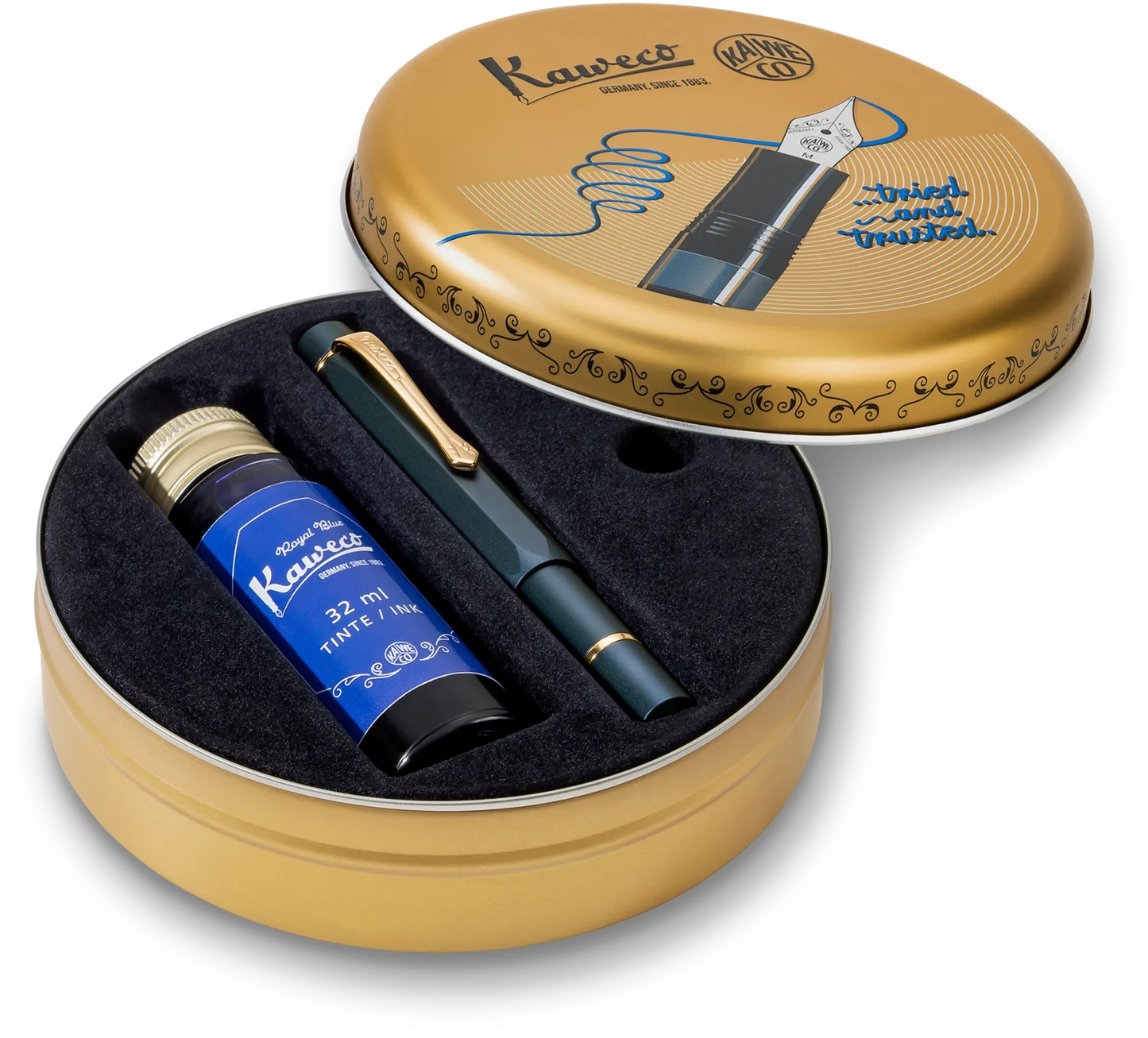 Kaweco PISTON SPORT AL Starter Set Navy/Gold